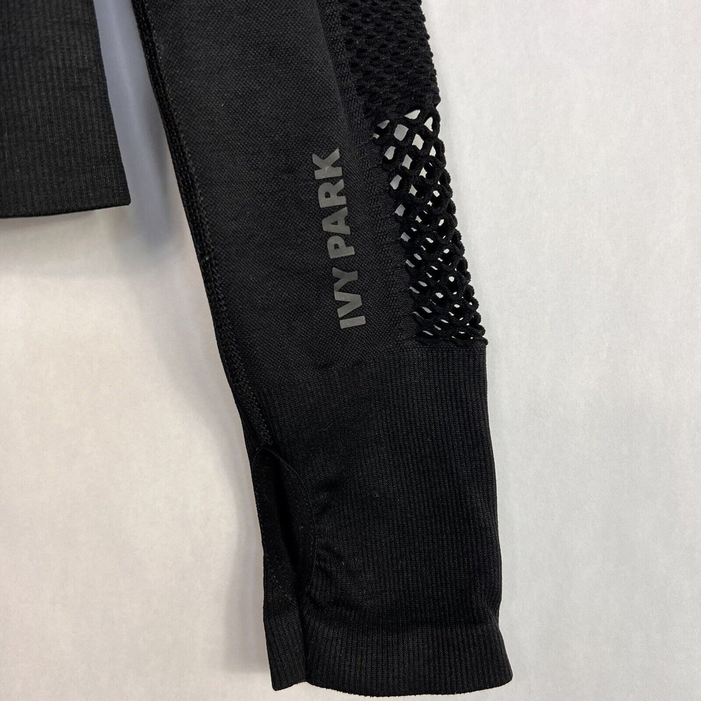 Ivy Park Athletic Jacket Womens S/M Black Mesh Long Sleeve Thumb hole Cuffs - Picture 8 of 16